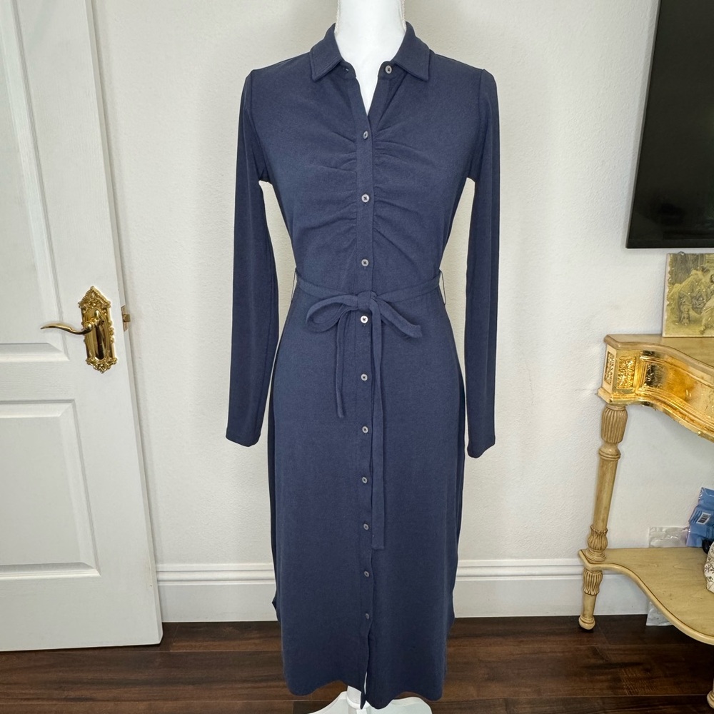 UNTUCKit Blue Sheath Midi Dress Long Sleeve